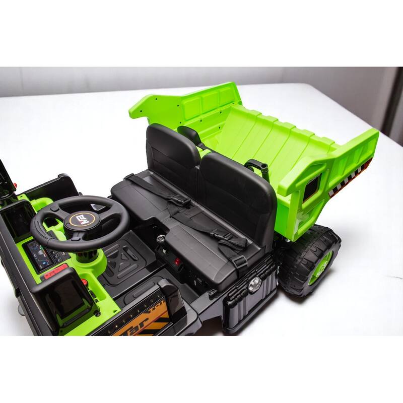 24V Ride-On Dump Truck with Remote Control, Automatic Trailer, Bluetooth, and Music - Electric Construction Vehicle Toy
