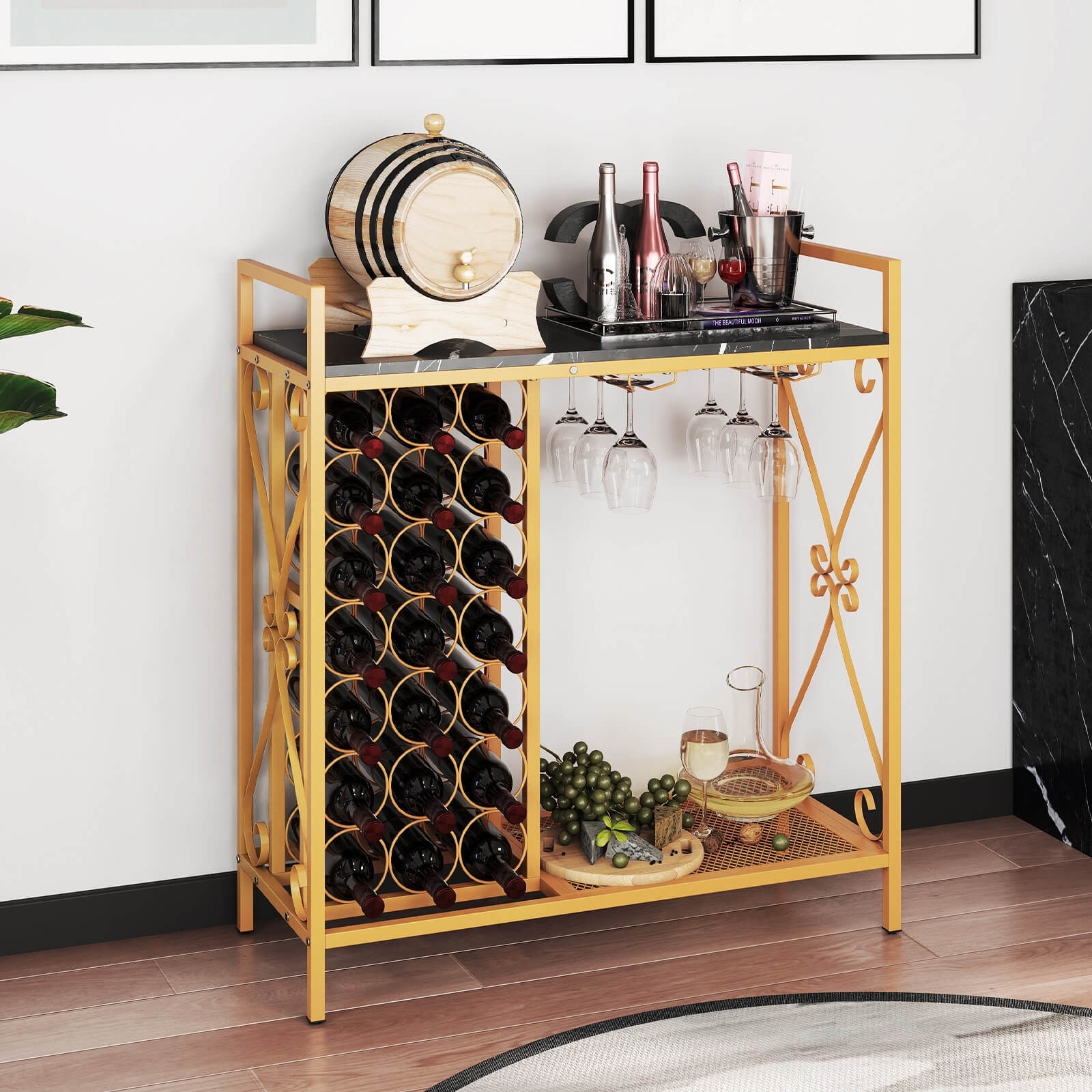 Costway 21 Bottle Wine Rack Freestanding Floor Wine Bottle