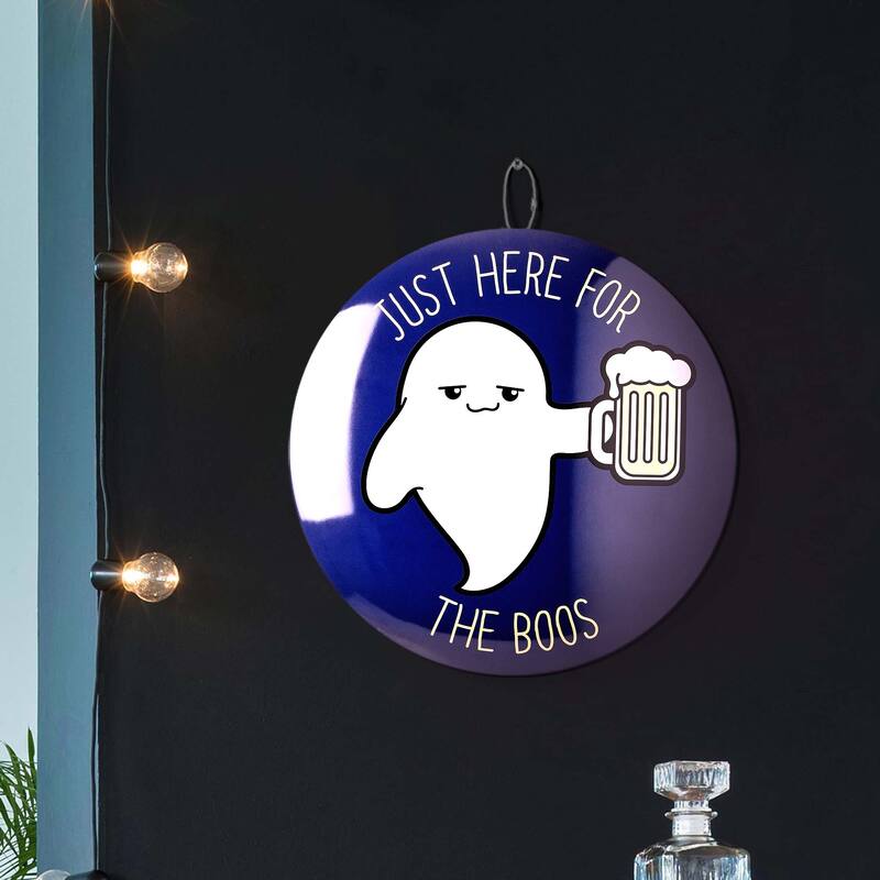 American Art Decor Round Dome Metal Sign - 15" x 15" - Just Here For The Boos Metal Dome