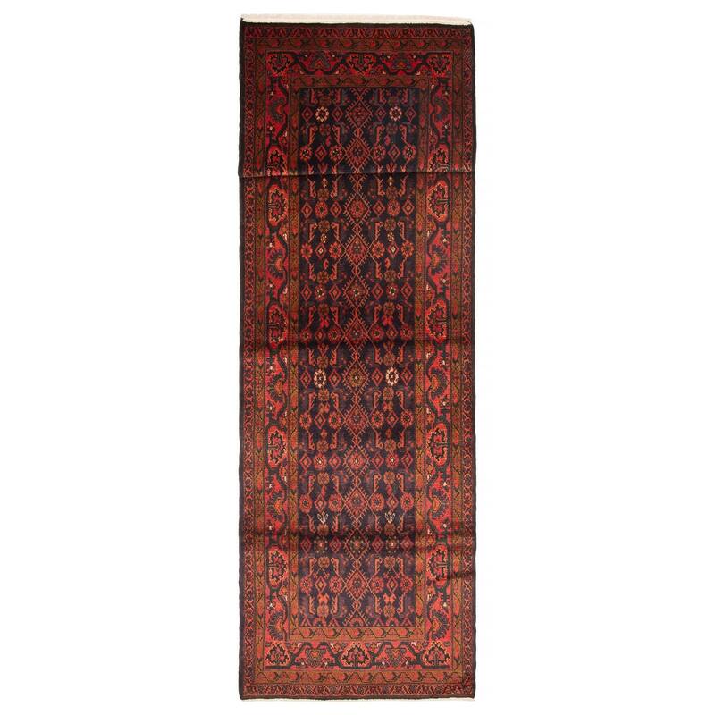 ECARPETGALLERY Hand-knotted Andelz Navy Wool Rug - 3'9 x 11'10 - Dark Navy - 3'9 x 11'10