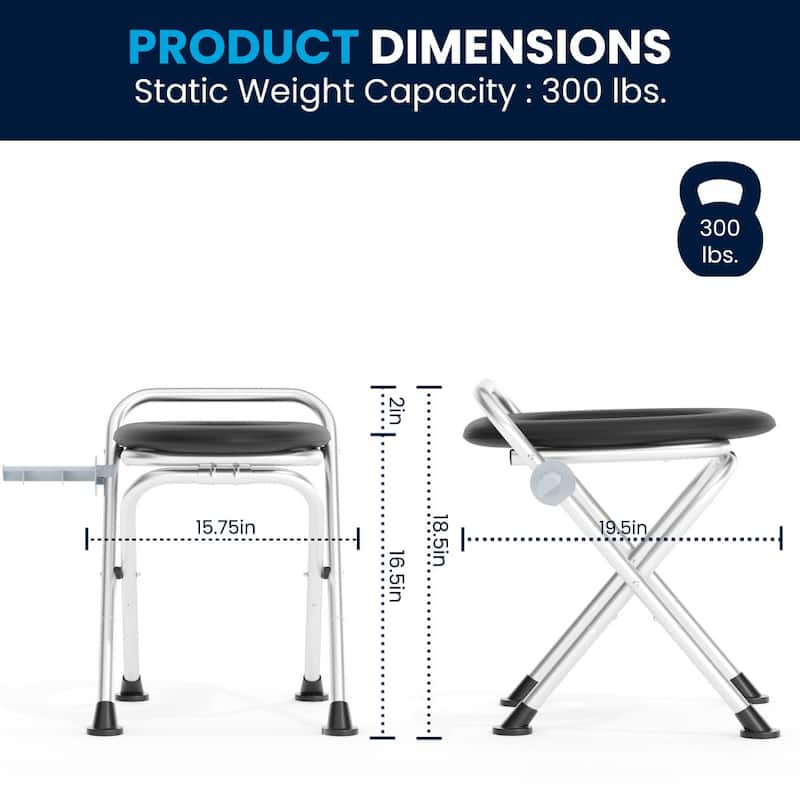 Medical Grade Folding Travel Toilet with Cushioned Seat and Non-Slip Feet - 20"W x 16"D x 19"H