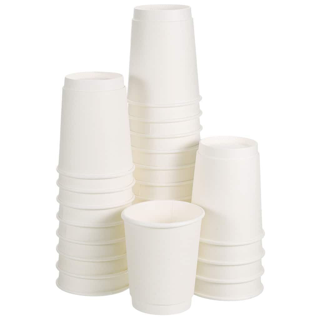 White Cup Paper Coffee Cups, 50 Pack Double-Layer Disposable Cups