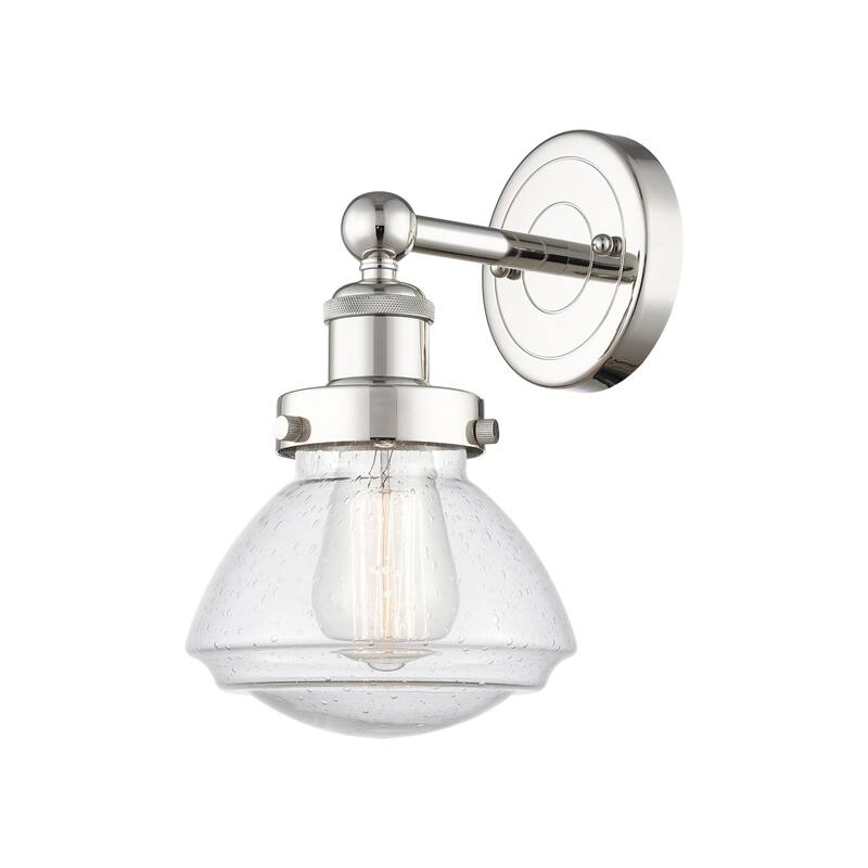 Innovations Lighting 616-1W-10-7 Olean Sconce Olean 10" Tall Wall - Polished Nickel / Seedy