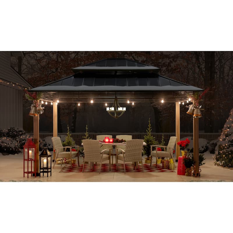 Sunjoy Roberts 13 ft. x 15 ft. 2-tier Hardtop Gazebo