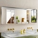 preview thumbnail 114 of 141, Apmir Metal Frame Tempered Glass Bathroom Vanity Mirror for Wall, Cloakroom, Bedroom 65" x 22" - Silver