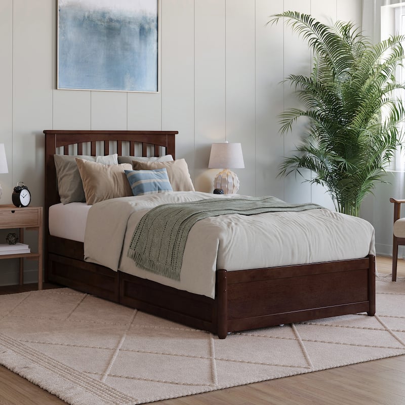 Everett Platform Bed with Panel Footboard and Storage Drawers