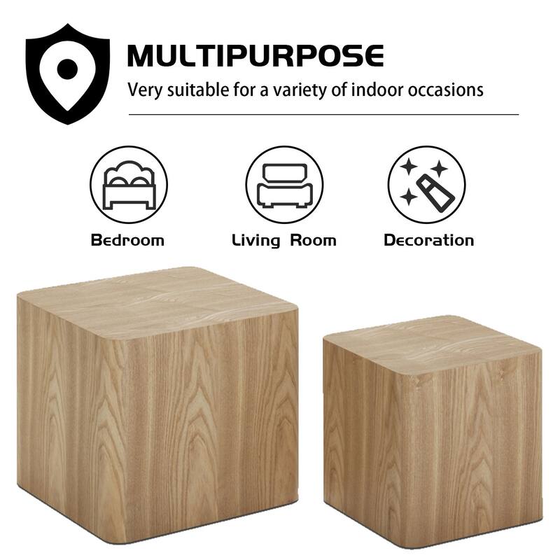 Modern Glam Square Nesting Coffee End Side Table for Living Room(Set of 2)