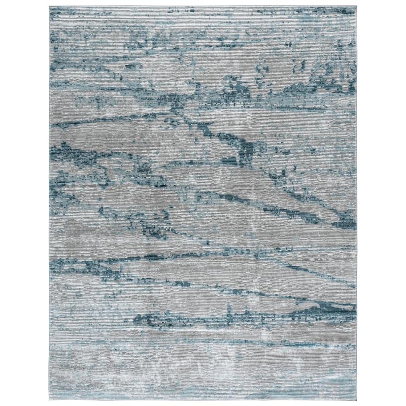 SAFAVIEH Meadow Entela Modern Abstract Rug - 8' x 10' - Light Grey/Blue