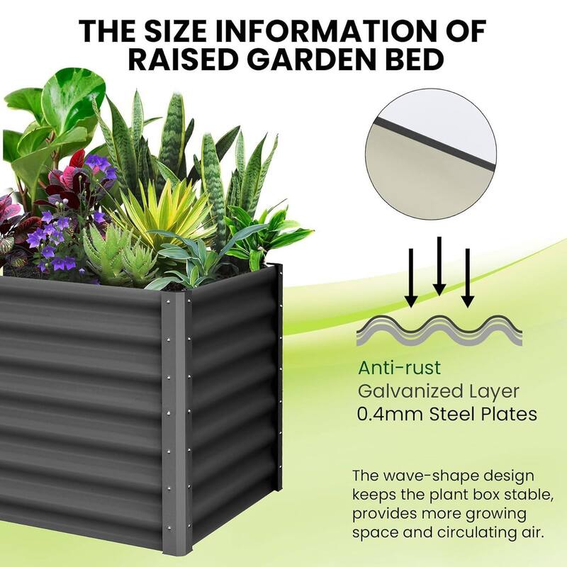 2PCS 6x3x2ft Galvanized Raised Garden Bed, Planter Boxes Outdoor for Vegetables, Herbs, Flowers