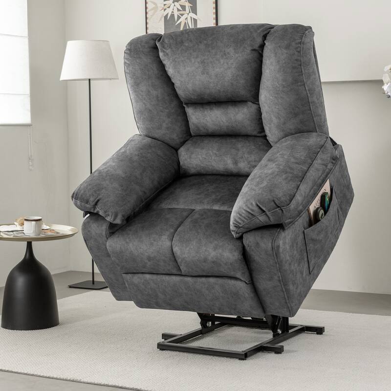 Grey Power Lift Recliner for Seniors with Heat, Massage, Adjustable Recline, and Easy-to-Assemble Design