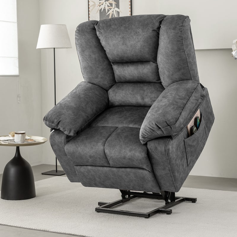 Grey Senior-Friendly Power Lift Recliner with Massage and Heating, Supports up to 330 lbs, Adjustable Recline to 150°