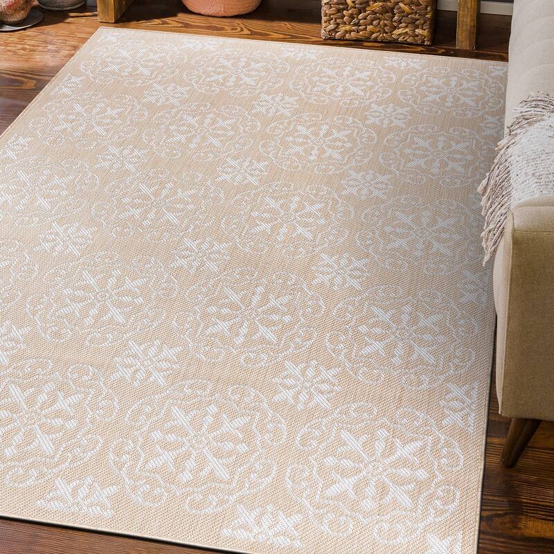 World Rug Gallery Transitional Geometric Textured Flat Weave Indoor/Outdoor Area Rug