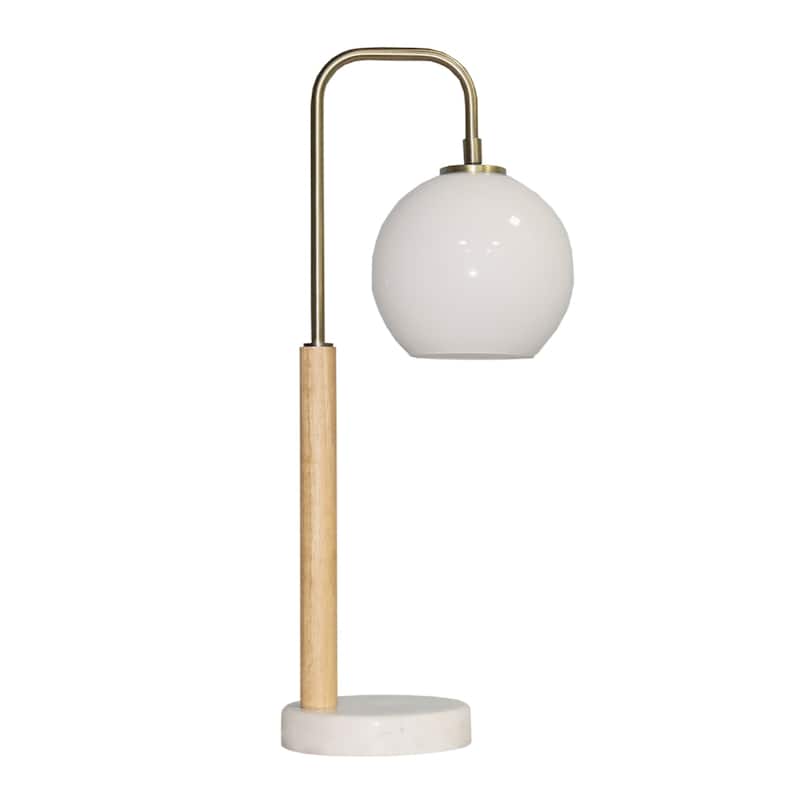 Bedroom Table Lamp Romantic Warm Marble Desk Bedside Lamp, White Globe Lampshade Table Lamp with Marble Base 110V