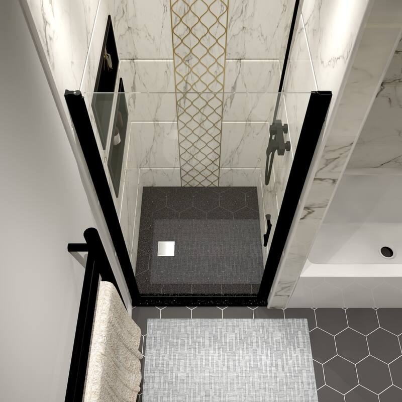 34" W x 72"H Pivot Frameless Swinging Shower Door