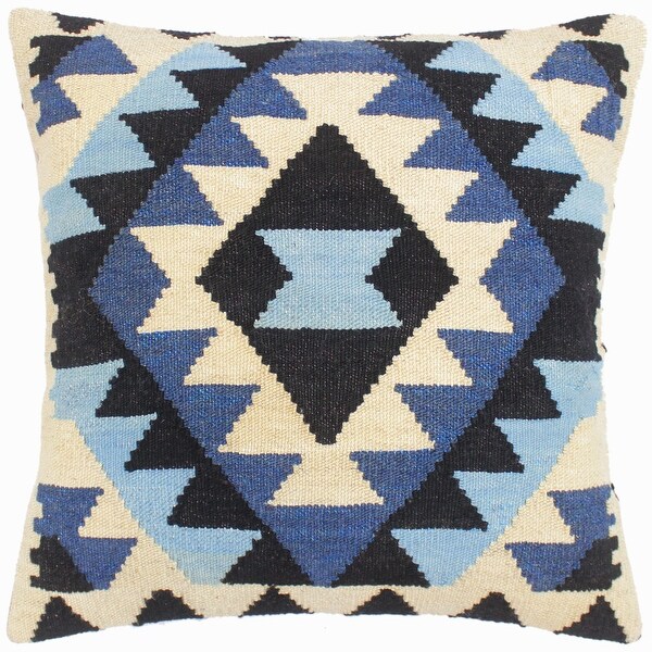 Bohemian Sherri Hand-Woven Turkish Kilim Throw Pillow 17 in. x 18 in