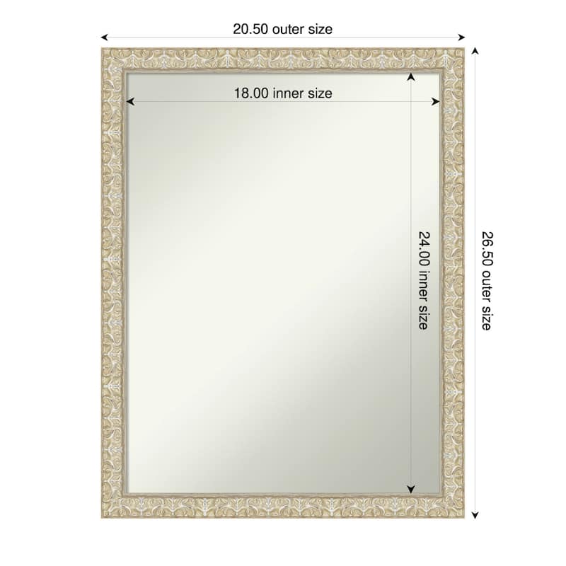 Lila Non-Beveled Wood Framed Wall Mirror - 21 x 27 in - Lila Silver