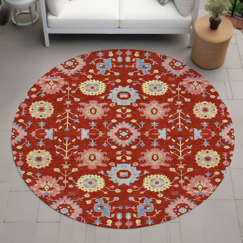 Machine Washable Indoor/ Outdoor Global Durango Chantille Rug - Red - 8' x 8'
