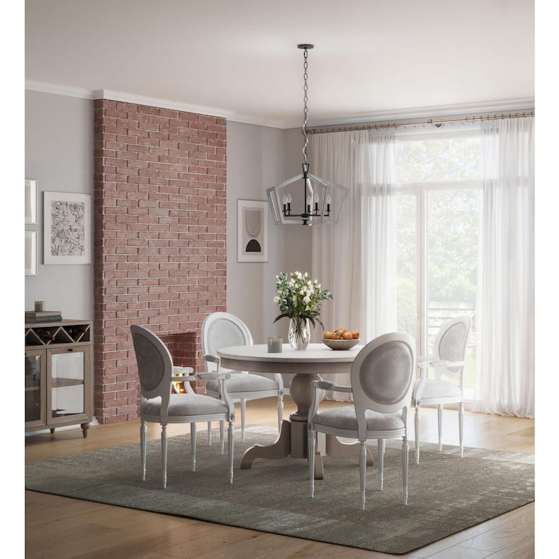 Galloway Collection 5-Light 19.25 in. Matte Black Modern Farmhouse Chandelier with Distressed White Accents - Medium