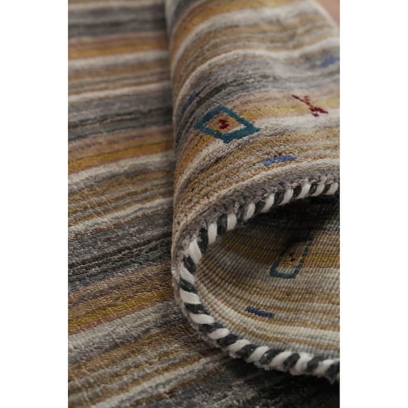 Hand Knotted Oriental 100% Wool Carpet Tribal Animal Pictorial Multi-Colored Gabbeh Runner Rug - 8' 4'' X 2' 3''