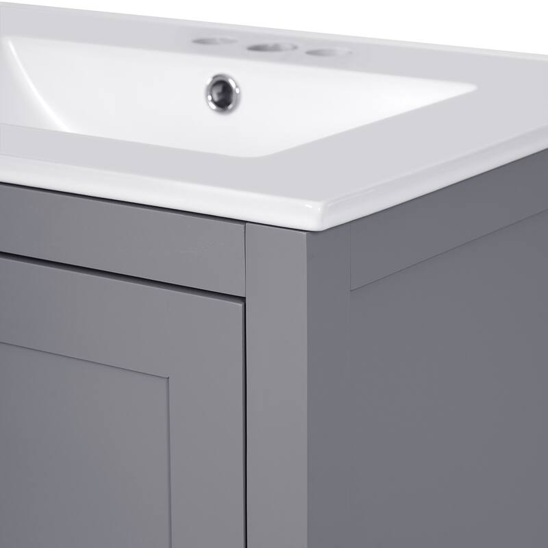 Bathroom Vanity with Sink, Multi-Functional Bathroom Cabinet, Bathroom Vanity with Door Shelf, Soft-Close Doors & 1 Drawer