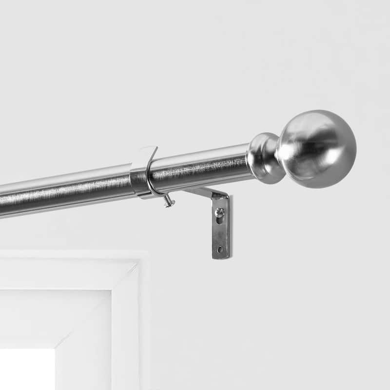 Exclusive Fabrics Classic Sphere Ball Extendable Metal Rod Set, 52 - 144 - 52" - 144" - Nickel