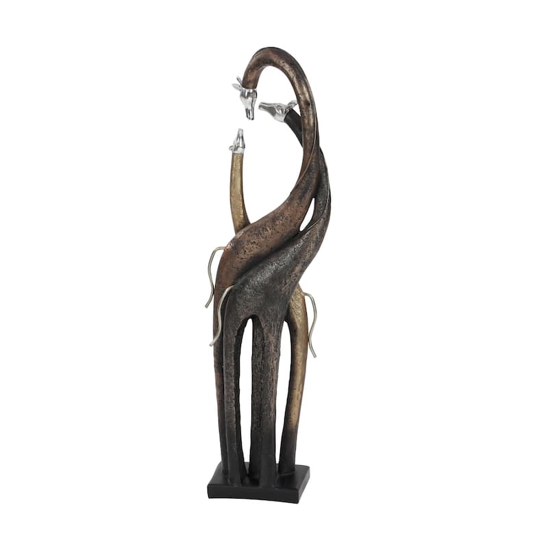 Polystone Giraffe Sculpture - Brass - Roche River Decor - 3"W x 5"L x 22"H