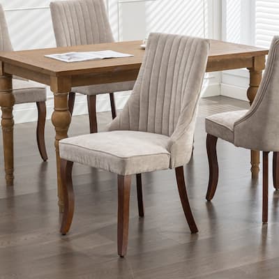 Rayon Cloth Flocking Linen Dining Chair Set of 2