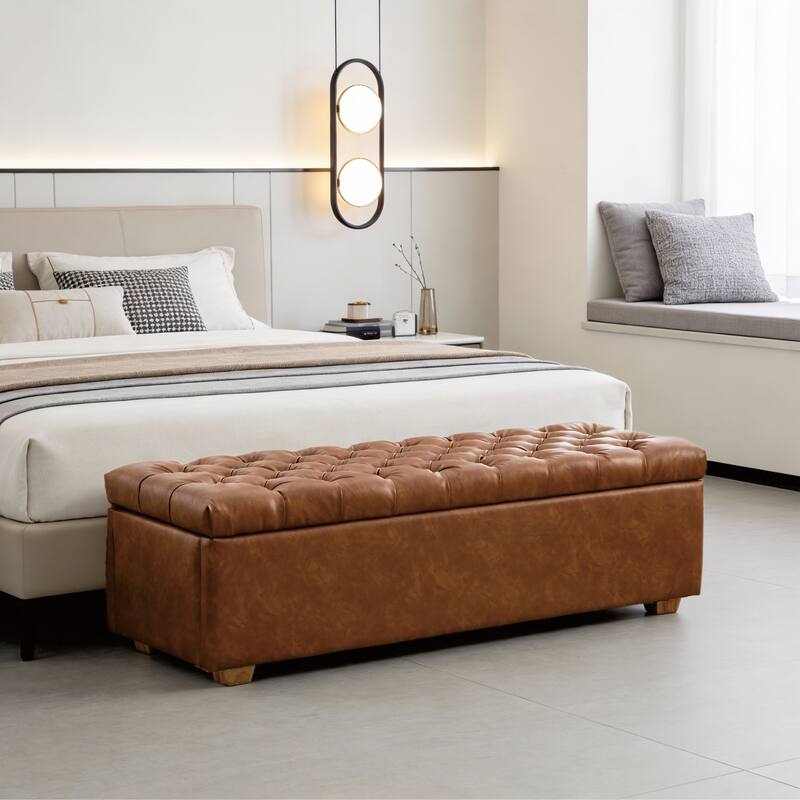 60.24" Wide Modern Upholstered Storage Bench,Entryway Bench,End of Bed Bench
