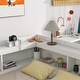 preview thumbnail 11 of 9, Full Size Platform Bed with L-shaped Bookcases, Drawers