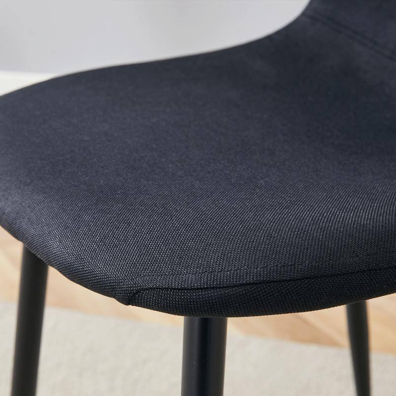 Set of 4 Modern Dining Chairs - Breathable Linen-Cotton Upholstery & Sturdy Integrated Metal Legs