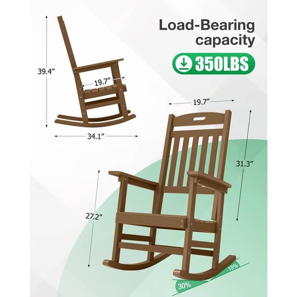 dimension image slide 20 of 24, WINSOON All Weather HIPS Outdoor Rocking Chair, Set of 2