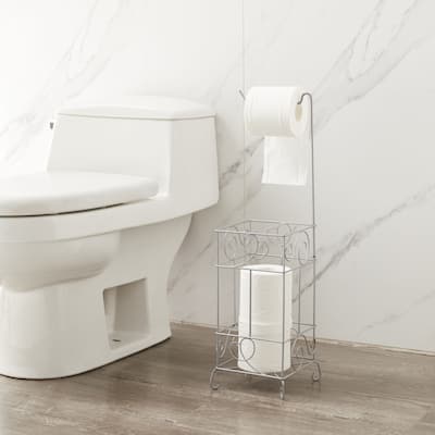 Metal Toilet Paper Holder Stand with Water Resistant and Intricate Design