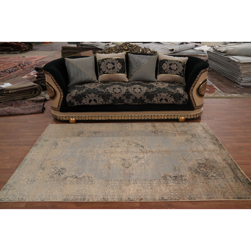 Machine Made Oriental Polyester Carpet Traditional Medallion Multi-Colored Tabriz Area Rug - 8' 0'' X 4' 9''