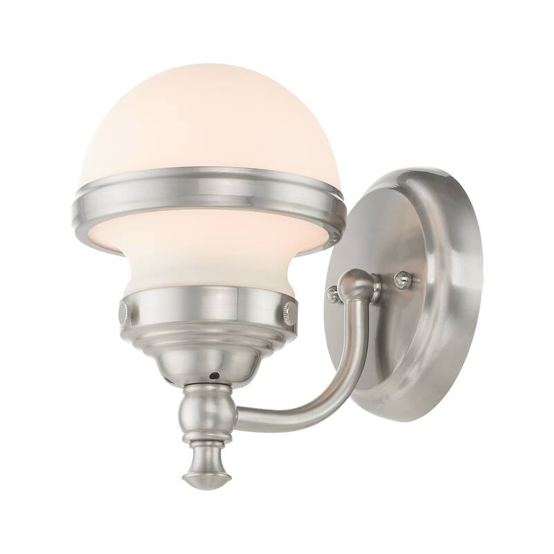 Livex Lighting Oldwick Single Light 8" Tall Bathroom Sconce with White