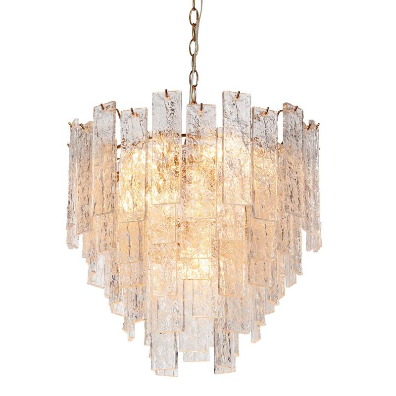 Elver Modern Gold 8-Light Glacier Chandelier Hand-blown Art Glass for Bedroom Foyer Dining Room
