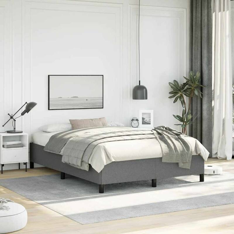 vidaXL Bed Frame, Fabric, No Mattress - Dark gray - Full