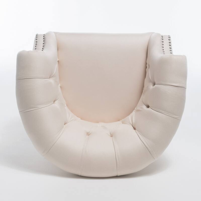 Beige 32.75" Velvet Button Tufted Club Chair