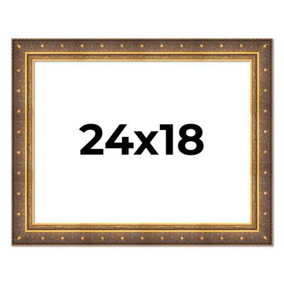 24x18 Frame Vintage Gold Solid Wood Picture Frame | 2.5 Inch Moulding