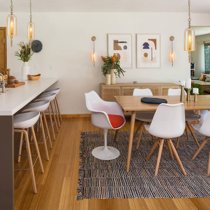 Vintage Gold Mini Pendant Light with Amber Glass Shade Fixture - Dia.4.72-in