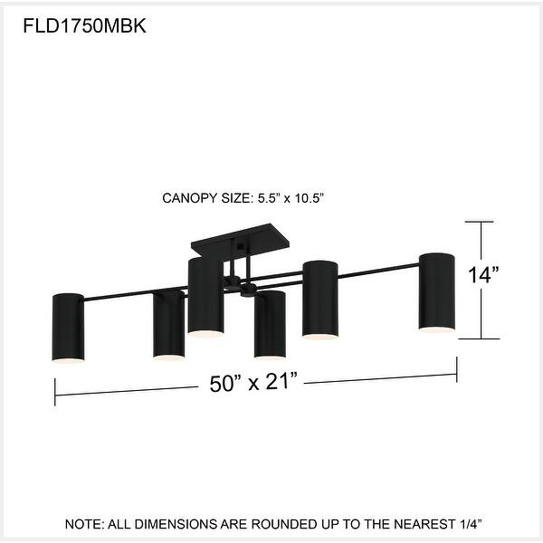 Foreland 6-Light Matte Black Semi-Flush Mount