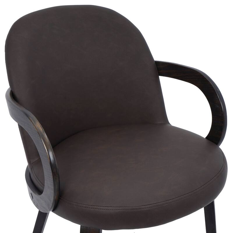 Modern Faux Leather and Bentwood Dining Chair, Set of 2