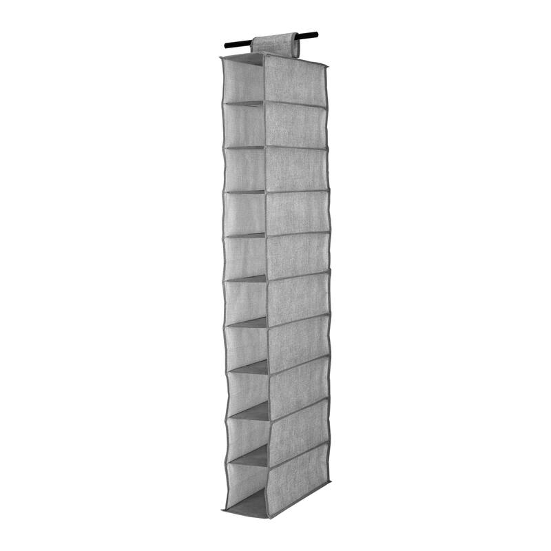 Simplify 10 Shelf Shoe Organizer in Heather Grey - 6"x 12"x 47"