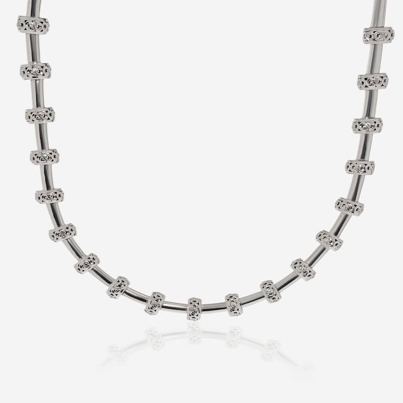 Charles Krypell Sterling Silver and 14K White Gold Collar Necklace - 17
