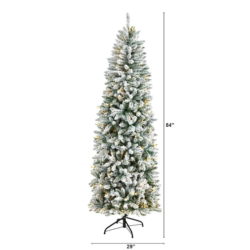 7ft Slim Artificial Christmas Tree with Lights - Winter Fir Tree, Prelit Warm White Lights, 995 Branch Tips - Green - 84