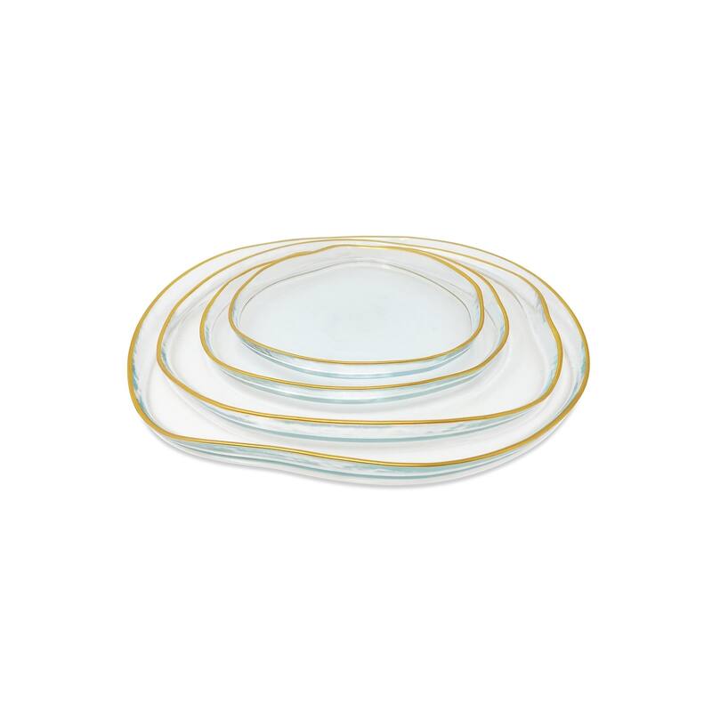 Set of 4 Organic Shaped Plates with Gold Sides