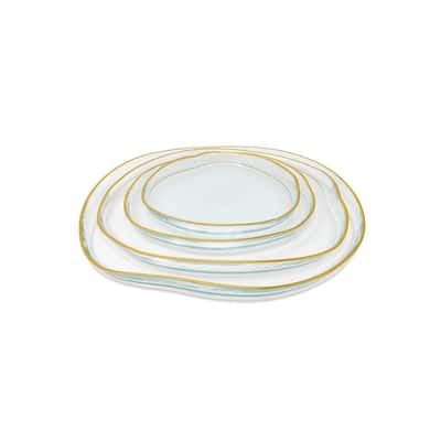 Set of 4 Organic Shaped Plates with Gold Sides