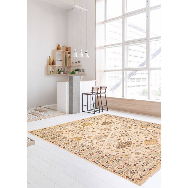 ECARPETGALLERY Hand-knotted Jules Sultane Ivory Wool Rug - 8'1 x 9'11
