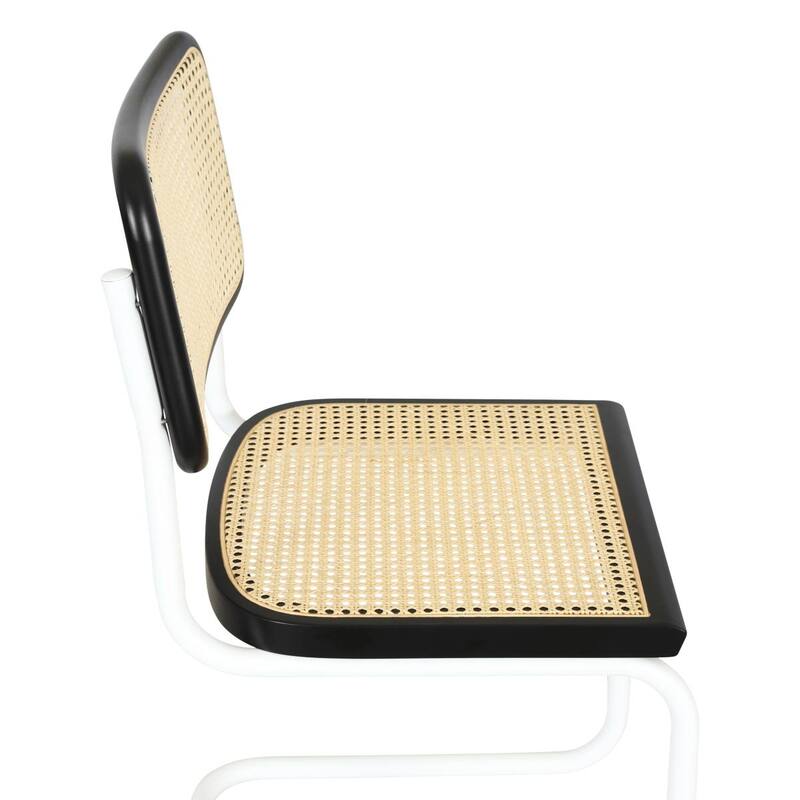 Breuer Chair Company Marcel Breuer Cesca Cane Cantilever Side Chair w/ White Steel Frame (Various Wood & Cane Colors)
