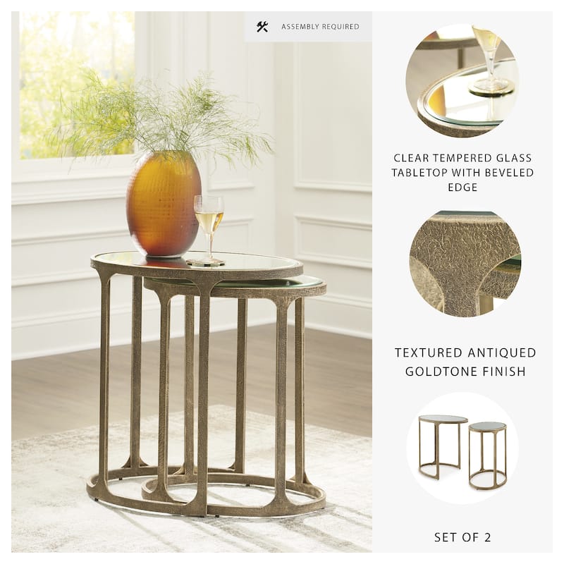 Signature Design by Ashley Irmaleigh Gold/Clear Accent Table (Set of 2) - 22"W x 15.5"D x 24.13"H