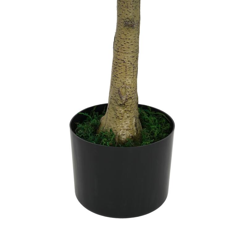 6' Artificial Olive Tree with Black Plastic Pot, 30" W x 30" D x 71" H